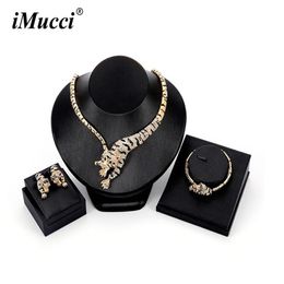 iMucci Individuality New Women Golden Colour Tiger Shape Wild Style Jewellery Sets Necklace Earring Bracelet Party Accessories2728