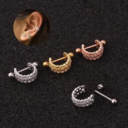 Other 1Pc 20g0 8mm Stainless Steel Barbell With Cz Hoop Cartilage Helix Daith Rook Lobe Earring Ear Piercing Jewelry2830