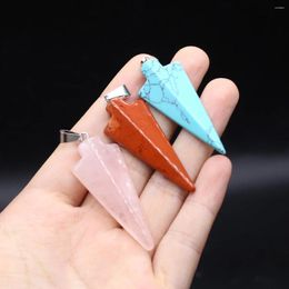 Pendant Necklaces 2pc Natural Stone Pendants Spear Shape Red Agate Turquoise Opal For Trendy Jewellery Making Diy Women Necklace Crafts