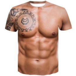 Men's T-Shirts Summer Funny T-shirt 3D Printing Male Chest Muscle Print Fashion Streetwear Short-Sleeved Tee Size XS-6XL287C