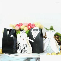 Gift Wrap 20Pcs/Lots Groom And Bride Wedding Dresses With Ribbon Candy Box Favour Gifts Bag Diy Souvenirs S Drop Delivery Home Garden Dhunf