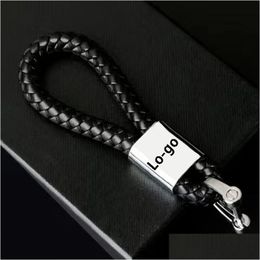 Car Leather Badge Keychain Emblem Metal Keyring For A1 A3 A4 A5 A6 A7 C5 C6 Q5 Q7 S3 S6 S7 A4L Q5L Modified Accessories Drop Deliver Dhrhx
