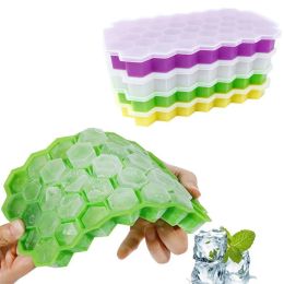 Ice Cream Tools Ice Cube Tray OneClick Fall Off Easy-Release 37 Grids Silicone Ice Mold With Silicone Cover LL