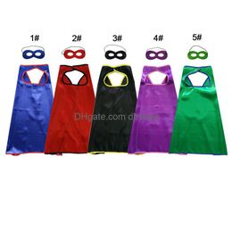 One Layer Superhero Costumes Cartoon Cosplay Capes And Masks Set For Kids Wholesale Chirstmas Halloween Birthday Party Favors Child