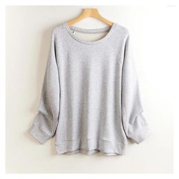 Women's Hoodies Round Neck Pullover Sweater Silk Brushed Long Sleeve Solid Colour Loose Knit Top Mulberry Casual Sportswear Autumn