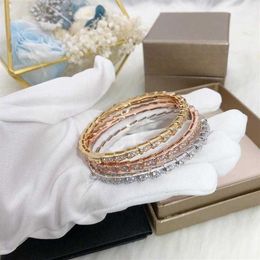 cuff bracelet 925 sterling silver bangle head and tail diamond snake bone bracelet womens fashion brand personality luxury jewelry223W