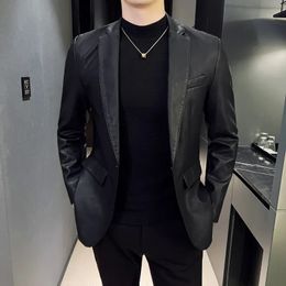 Men's Leather Faux Fashion Casual Dress Suit Coat Male Business Pu Blazers Jacket Blazer Jackets Man Outerwear 231018