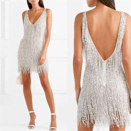 Casual Dresses European And American Foreign Trade Style Women's Sexy Fringed V-neck Slim Dress2241216Q