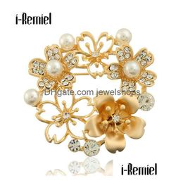 Pins, Brooches Pins Brooches Hollow Garland Exquisite Flower Suit Dress Uniform Fashion Parts Women Scarf Buckle Badge Brooch Jewelry Dh3Wy