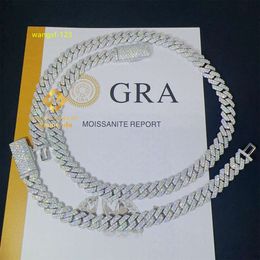 Najlepiej sprzedający się 8 mm dwa rzędy mrożone man man bioder biżuteria gra certyfikaty Pass Tester Diamond VVS1 Moissanite Cuban Link Sain Mężczyźni