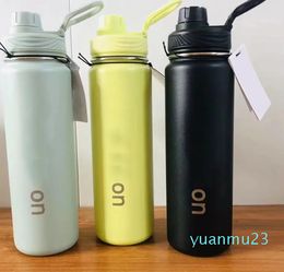 Water Bottle Vacuum Yoga Fitness Bottles Simple Pure Colour Straws Stainless Steel Insulated Tumbler Mug Cups with Lid Thermal Insulation Gift Cup