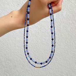 Choker Bohemian Colourful Beaded Necklace Charming Women Lapis Lazuli Collarbone Chain Girls Beach Jewellery Decoration