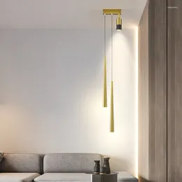 Chandeliers Iron Acrylic Conical Tube GU10 Spotlight Pendant Lighting For Living Room Decor Bedside Lamp Bedroom Study Lights Decoration