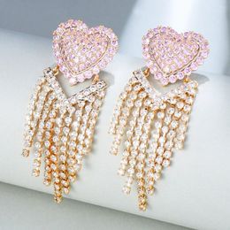 Dangle Earrings Missvikki Luxury Big Heart Tassel Drop For Women Fashion Engagement Party Jewellery Super Gift Pendientes Mujer Moda