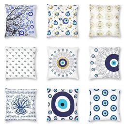 Pillow Turkish Evil Eye Cover 40x40 Print Mediterranean Amulet Throw For Sofa Case Home Decor Decorative