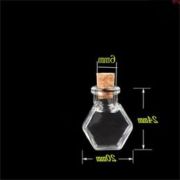 Hexagon Glass Bottles Pendants Small Wishing With Cork Transparent Jars Gifts Vial Made 20pcs Wholesalegood qty Uuhis