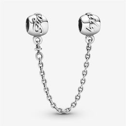 New Arrival 100% 925 Sterling Silver Family Forever Safety Chain Charm Fit Original European Charm Bracelet Fashion Jewelry Access231C