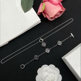 New Fashion Anagram SILVER necklace pendant asymmetric women retro earrings rose gold full diamonds ear stud hoop ladies brooch Designer Jewelry LOE-n23