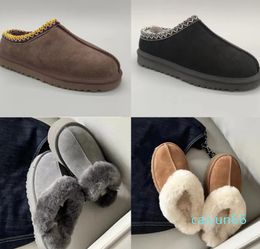 Slippers Fur Slides Sheepskin Shearling Classic Ultra Mini Platform Boot Winter Mules Women Men Slip-on Shoes Suede Upper Wool Fall