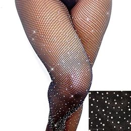 Sexy Stockings Shape Female Stockings Fishnet Pantyhose Rhinestone Glitter Transparent Tights Women Collant Femme SW065246W