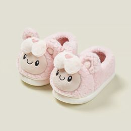 Children's cotton shoes cartoon girl Bear cotton slippers Student home boy warm cotton slippers with velvet cute pink