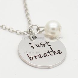 Just Breathe Semicolon Jewelry Mental Health Awareness Hand Stamped Jewelry Suicide Prevention Depression Awareness333U