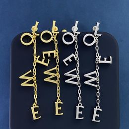 New Fashion Anagram letters pendant earrings asymmetric women retro necklace brass full diamonds ear stud hoop ladies brooch Designer Jewellery LOE-HG1012