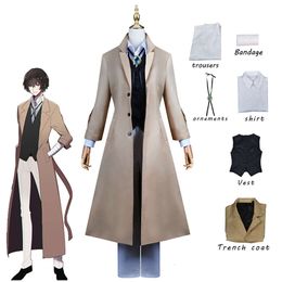 Anime Bungo Stray Dogs Dazai Osamu Cosplay Costume Long Jacket Coat Men Windbreaker Halloween Christmas Costumecosplay