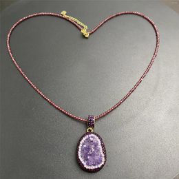 Pendant Necklaces 2023 Natural Amethyst Garnet Necklace French Niche Design High Quality Jewelry