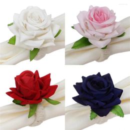 Hair Clips Towel Rings Creative Napkin Ring Holders Tableware Accessories Rose Flower Simulation Buckle Table Decoration