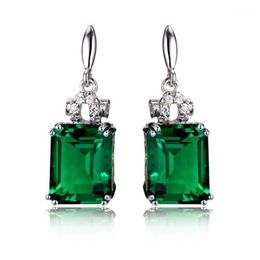 Silver Colour 925 Emerald Jewellery Earrings for Women Peridot Mystic Jade Bizuteria Gemstone Garnet Emerald Drop Earrings Female1287a