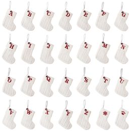 White Colour Christmas Socks Knitting Snowflake Letter Stocking Christmas Decoration For Home Xmas Tree Ornament Gifts W23-396