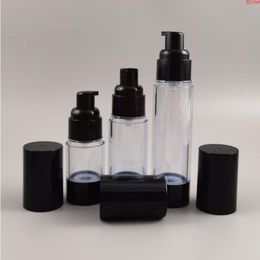 500 x 15ML 30ML 50ML Travel Refillable Cosmetic Airless Bottles Plastic Treatment Pump Lotion Containers with Black Lidsgood Sbswt