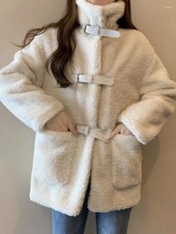 Women's Jackets Autumn Winter Women Faux Lamb Wool Patchwork Coat Casual Stand Collar Loose Jacket Female Thick Warm Outwear