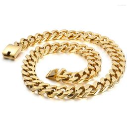 Chains 20mm Heavy Punk Men 18K Gold Plate Chunky Cuban Curb Link Chain Necklace Hiphop Polished Stainless SteelNeck Jewellery