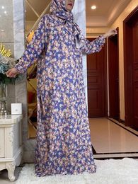 Ethnic Clothing Muslim Robe Neswest Turban Turkey Prayer Women Floral For Loose East Dubai Cotton Abaya Femme Middle Ramadan African Dress