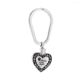 Keychains IJK2054 FASHION Stainless Steel Key Chain Always In My Heart Memorial Urn Jewelry Pendant Cremation Ashes Ring For Pet