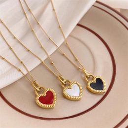 Pendant Necklaces Vintage Double Sided Love Heart Necklace For Women Stainless Steel Clavicle Chain Choker Wedding Party Jewelry