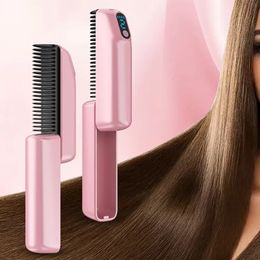 Hair Straighteners Negative Ion Straightener Brush Retractable Storage Does Not Hurt Curly Care DualUse Portable Lazy Curling Iron 231017