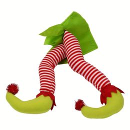 1pc Cloth Elf Leg Props Doll Decoration, Accessories Pendant Cloth Doll Ornaments, Christmas Green Decor,Halloween Room Decor Goth