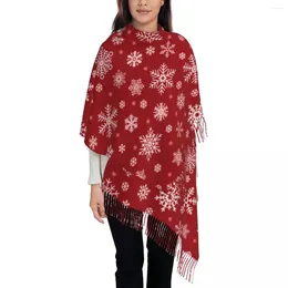 Scarves Women's Tassel Scarf Christmas Falling Snowflake Long Soft Warm Shawl Wrap Year Reversible Cashmere