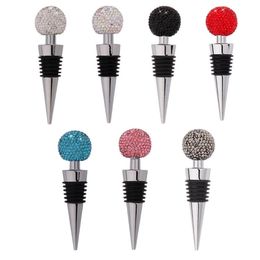 Rhinestone Wine Bottle Stopper Stainless Steel Small Round Ball Crystal Diamond Wine Stoppers Wedding Party Gifts For Bar Tools Accessories SN4487