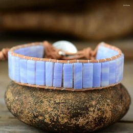 Strand Agate Stone Leather Hand-woven Bracelet Europe And The United States Hand Row String