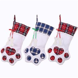 Party Favour Xmas Hanging Decorations In Christmas Pet Santa Sack Polyester Cat Buffalo Plaid Stocking Personalise For Pets Drop Deli Dhwam