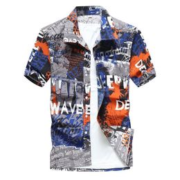 Men's Casual Shirts Aloha Men Clothes 2021 Summer Camisa Havaiana Colorful Printed Short Sleeve Mens Hawaiian Beach Plus Size270U