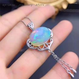 Dangle Earrings Luxurious Natural Opal Pendant 925 Silver Necklace For Women Rich In Fire Colours Showing Temperament