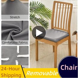 Chair Covers Leather Square Cushion Cover Waterproof Kitchen Dining Seat Slipcovers Removable Room