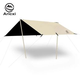 Tents and Shelters Aricxi Black Coating Tarp Outdoor Camping Sun Shelter Shade Awning Thickened 210D Oxford cloth ANTI UV high waterproof tarp 231018