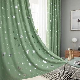 Curtain Blackout Divider Curtains Light Blocking Curtain Star Moon Full Cloth Heat Insulation Noise Blocking Drapes For Sleeping Bedroom 231018