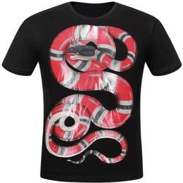 King Snake Print Italia T-shirts Top High Quality Cotton Men T Shirt O-Neck Summer Women Tees White Black M-XXXL281I